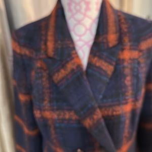 Cabi plaid lined double breasted, blazer, size medium or polyester wool acrylic